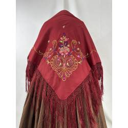 Pañuelo de merino rojo,...