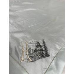 Antiguo pañuelo de seda azul