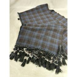 Antigua manta azul de cuadros