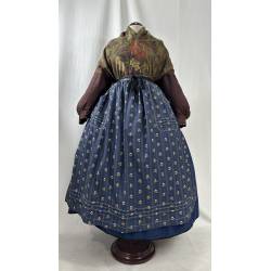 Delantal de percal azul y...