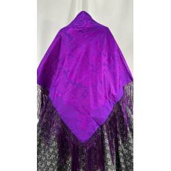 Mantón morado, adamascado