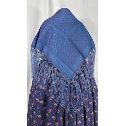 Pañuelo adamascado azul y rosa