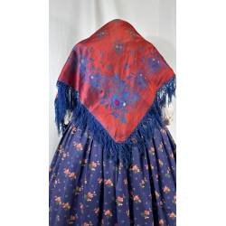 Antiguo pañuelo de gro rojo...