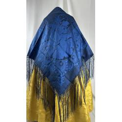 Mantón azul adamascado
