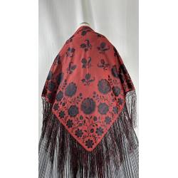 Mantón adamascado granate
